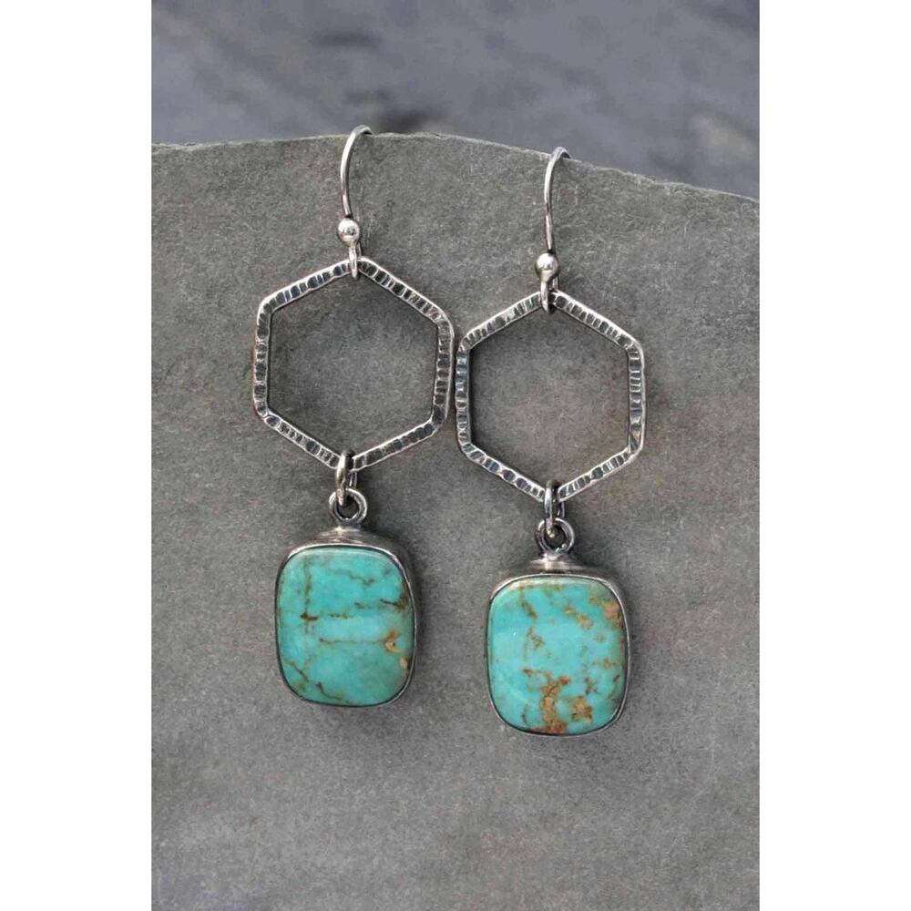Turquoise Geometric Drop Earrings